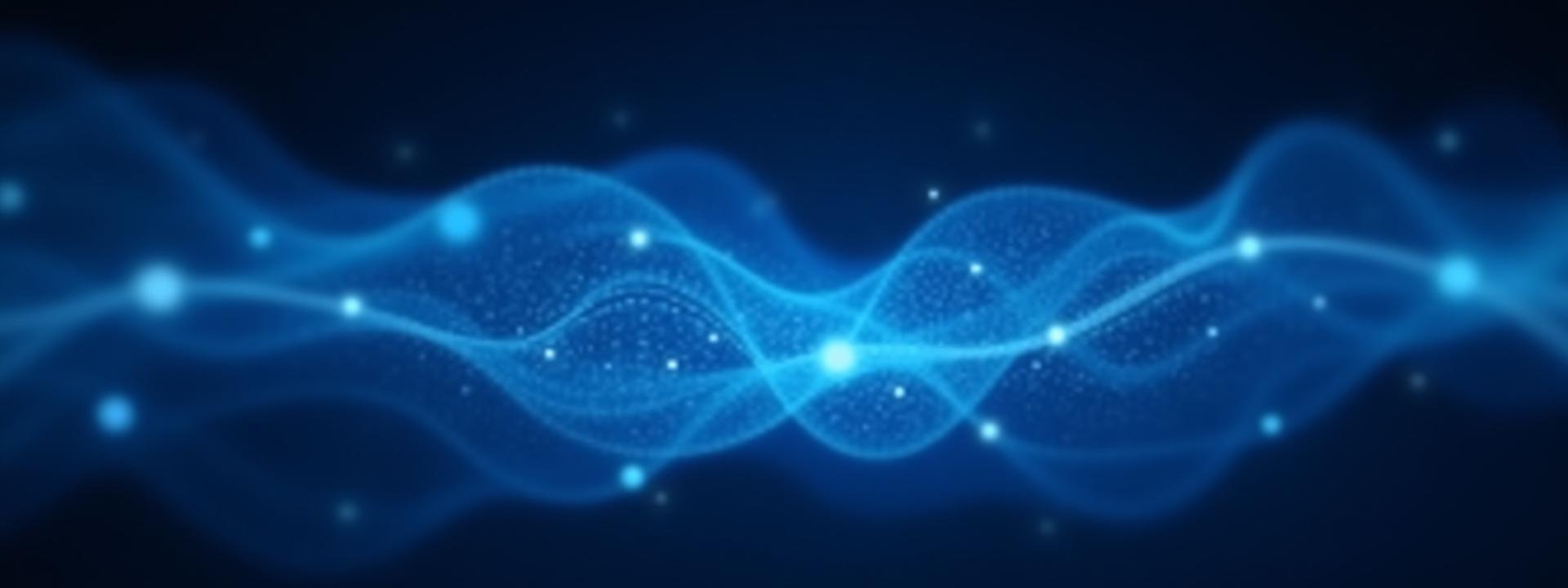 Abstract data visualization with flowing lines and glowing points representing health tech trends